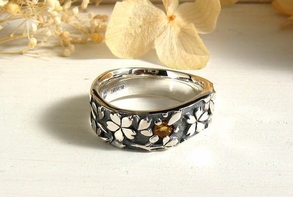 moge 夜桜 シルバー シトリンの月と桜